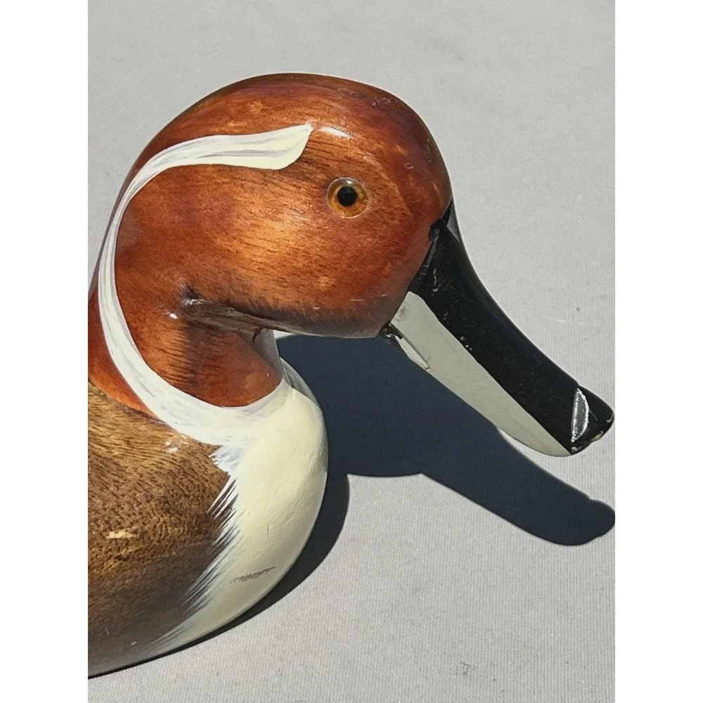 VTG Fetco Hand Carved Hand Painted Wooden Duck Decoy Glass Eyes 16